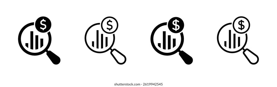 Conjunto de ícones vetoriais de pesquisa de mercado. Ícone de análise de mercado
