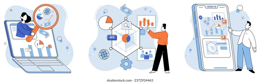 Market research. Vector illustration. Strategic planning is essential for integrating market research into business plans Market research provides valuable insights into consumer behavior