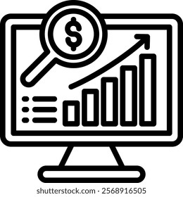 Market Research Vector Lineal Icon On White Background.