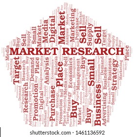 Market Research word cloud. Vector made with text only