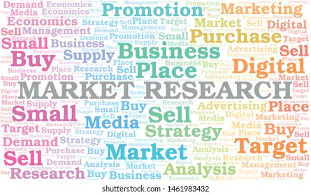 Market Research word cloud. Vector made with text only