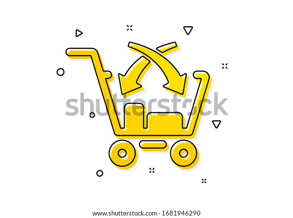 Market retail sign.\
Cross sell icon. Yellow circles pattern. Classic cross sell icon.\
Geometric elements.\
Vector