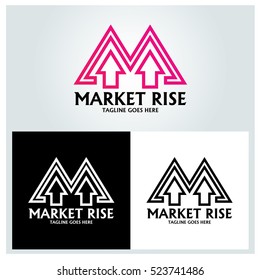 Market rise logo design template ,Letter M logo ,Vector illustration