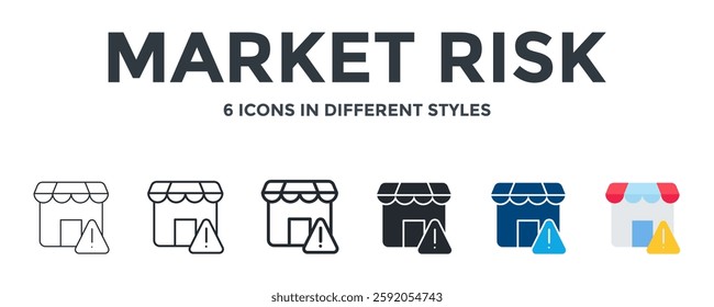 Market Risk Icon In Different Style Vector Illustration. Designed In Thin Line, Regular Line, Bold Line, Glyph, Color Fill, And Flat Style Can Be Used For Web