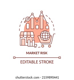 Market Risk Terracotta Concept Icon. Risk Category Abstract Idea Thin Line Illustration. Retail Business. Selling Online. Isolated Outline Drawing. Editable Stroke. Arial, Myriad Pro-Bold Fonts Used