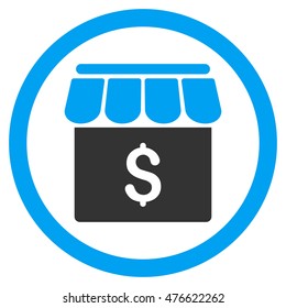 Market rounded icon. Vector illustration style is flat iconic bicolor symbol, blue and gray colors, white background.