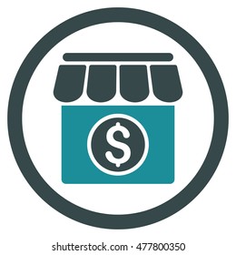 Market rounded icon. Vector illustration style is flat iconic bicolor symbol, soft blue colors, white background.