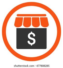 Market rounded icon. Vector illustration style is flat iconic bicolor symbol, orange and gray colors, white background.