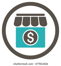 Market rounded icon. Vector illustration style is flat iconic bicolor symbol, grey and cyan colors, white background.