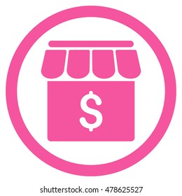 Market rounded icon. Vector illustration style is flat iconic symbol, pink color, white background.