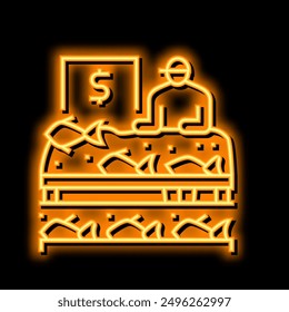 market seafood neon light sign vector. market seafood illustration