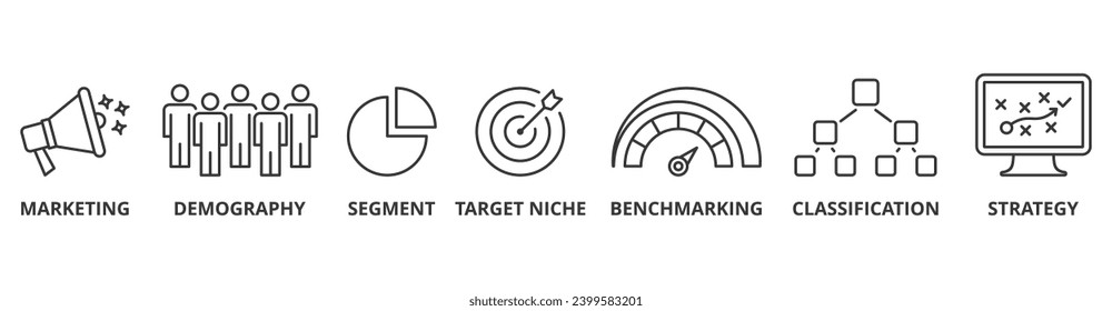 Market segmentation banner web icon vector illustration concept with icon of marketing, demography, segment, target niche, benchmarking, classification, strategy