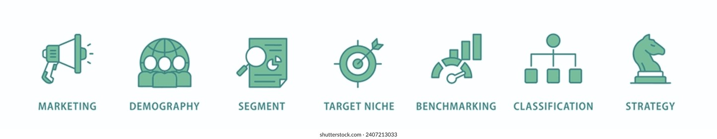 Market segmentation banner web icon vector illustration concept with icon of marketing, demography, segment, target niche, benchmarking, classification, strategy