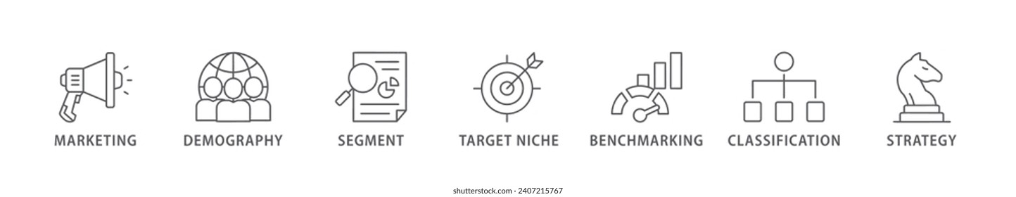 Market segmentation banner web icon vector illustration concept with icon of marketing, demography, segment, target niche, benchmarking, classification, strategy