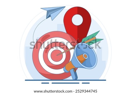 Market segmentation concept, advertising, target market, target group, target customers, audience outreach concept. Customer engagement campaign, accurate promo, advertising business.