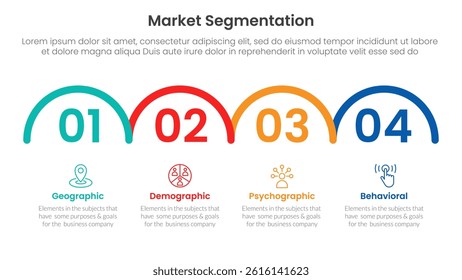 market segmentation framework analysis infographic 4 point stage template with for slide presentation vector