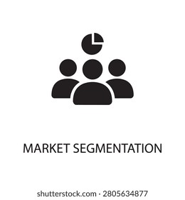 Market segmentation icon illustrating group analysis and pie chart data with segmentation analysis business targeting customer demographics audience marketing strategy consumer