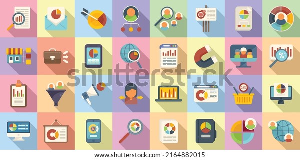 Market segmentation icons set flat vector.\
Customer audience. Client\
business