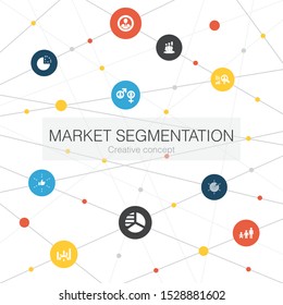 market segmentation trendy web template with simple icons. Contains such elements as demography, segment, Age group