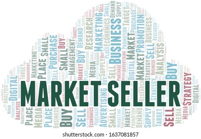 Market Seller word cloud. Vector made with text only.