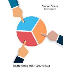 Market share business concept, Economic financial share profit with pie chart symbol illustration