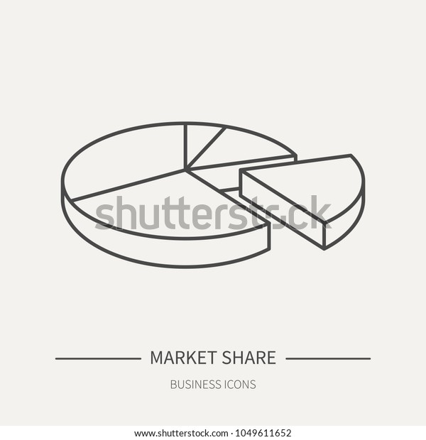 Market share - business icon in flat\
thin line style. Graphic design elements for ad, apps,\
website,packaging, poster or brochure. Vector\
illustration