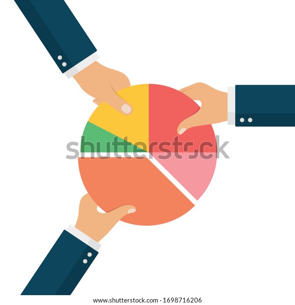 Market Share Concept. Hands Holding Pie Chart.\
Percentage of Market\
Share.