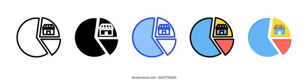 Colección de iconos de cuota de mercado con varios estilos