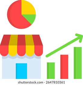 Market Share Icon Flat Vector Illustration