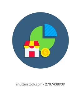 Icono de cuota de mercado Ilustración vectorial plana