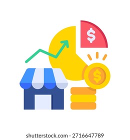 Icono de cuota de mercado Ilustración vectorial plana