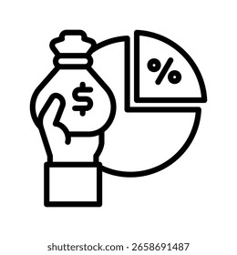 Ilustración vectorial de línea de icono de cuota de mercado