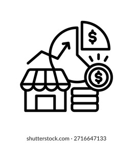 Ilustración vectorial de línea de icono de cuota de mercado