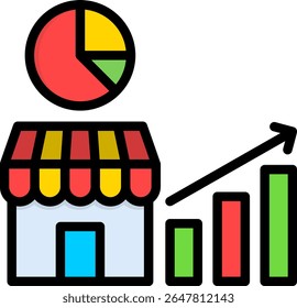 Market Share Icon Lineal Color Vector Illustration