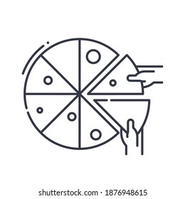 Market share icon, linear isolated illustration, thin line vector, web design sign, outline concept symbol with editable stroke on white background.