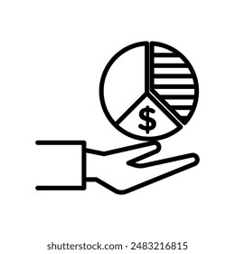 Icono de cuota de mercado marca de logotipo lineal en blanco y negro