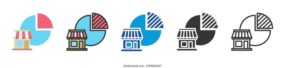 Conjunto de iconos de cuota de mercado Estilo múltiple Varias colecciones
