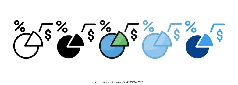 Market Share Icon Set Multiple Style Collection