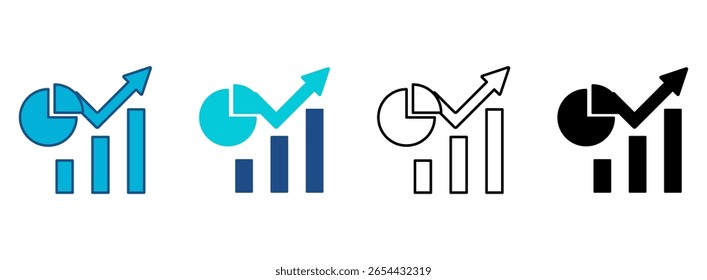 Market Share Icon Set With Multiple Styles. Vector Illustration