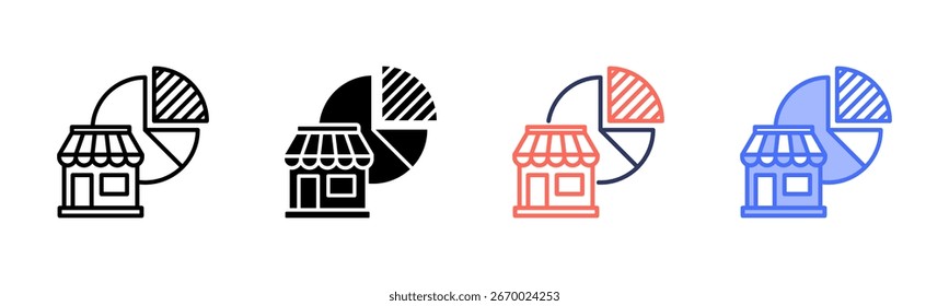 Market Share icon set multiple style collection