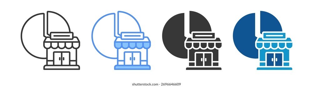Conjunto de iconos de cuota de mercado Colección de estilos múltiples