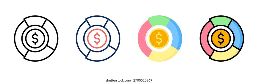 Conjunto de iconos de cuota de mercado colección de estilos múltiples