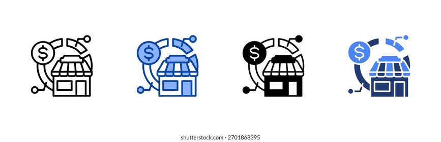 Conjunto de iconos de cuota de mercado colección de estilos múltiples