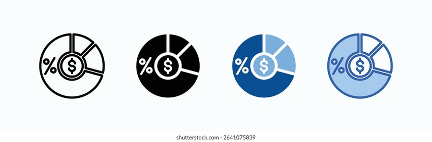 Market Share icon sheet multiple style collection isolated vector