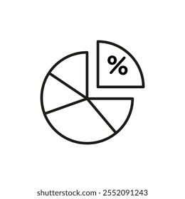 Ícone de quota de mercado Símbolo simples de linha fina plana