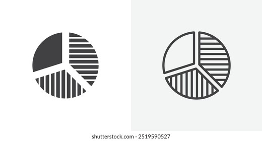 Icono de cuota de mercado. estilo de línea delgada de relleno sólido y trazo eps 10