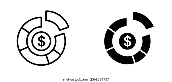 market share icons in outline and fill. vector illustration for ui.