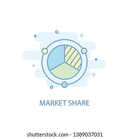 market share line concept. Simple line icon, colored illustration. market share symbol flat design. Can be used for UI/UX