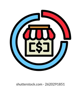 Market Share mini illustration colored outline icon, use for trade wars, economy, business, finance, economic competition, UI, UX kit, app and web development, digital or print.