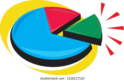 Market Share Modern Colorful Pie Chart Art Business Finance Concept Vector Illustration Isolated on White